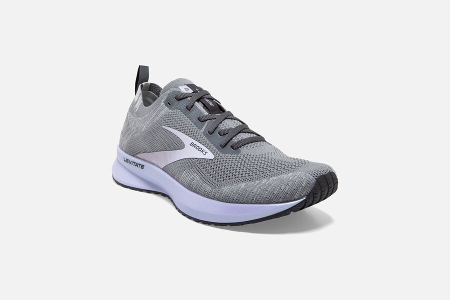 Brooks Levitate 4 Road Running Shoes Womens Grey/Purple 398107-PGN